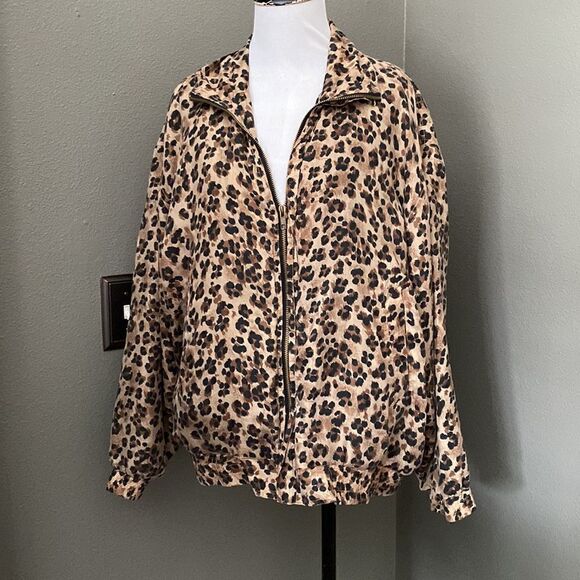 Vintage Kim Rogers Sport 100% Silk Leopard Zip Up Jacket - Picture 10 of 10